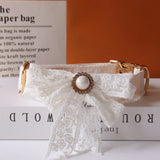 Lace Wedding Dog Collar with Bow and Personalized ID