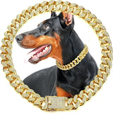 Gold Chain Dog Collar, Stainless Steel Pet Necklace