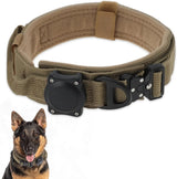 Tactical Dog Collar with Control Handle and AirTag Holder, M to XL