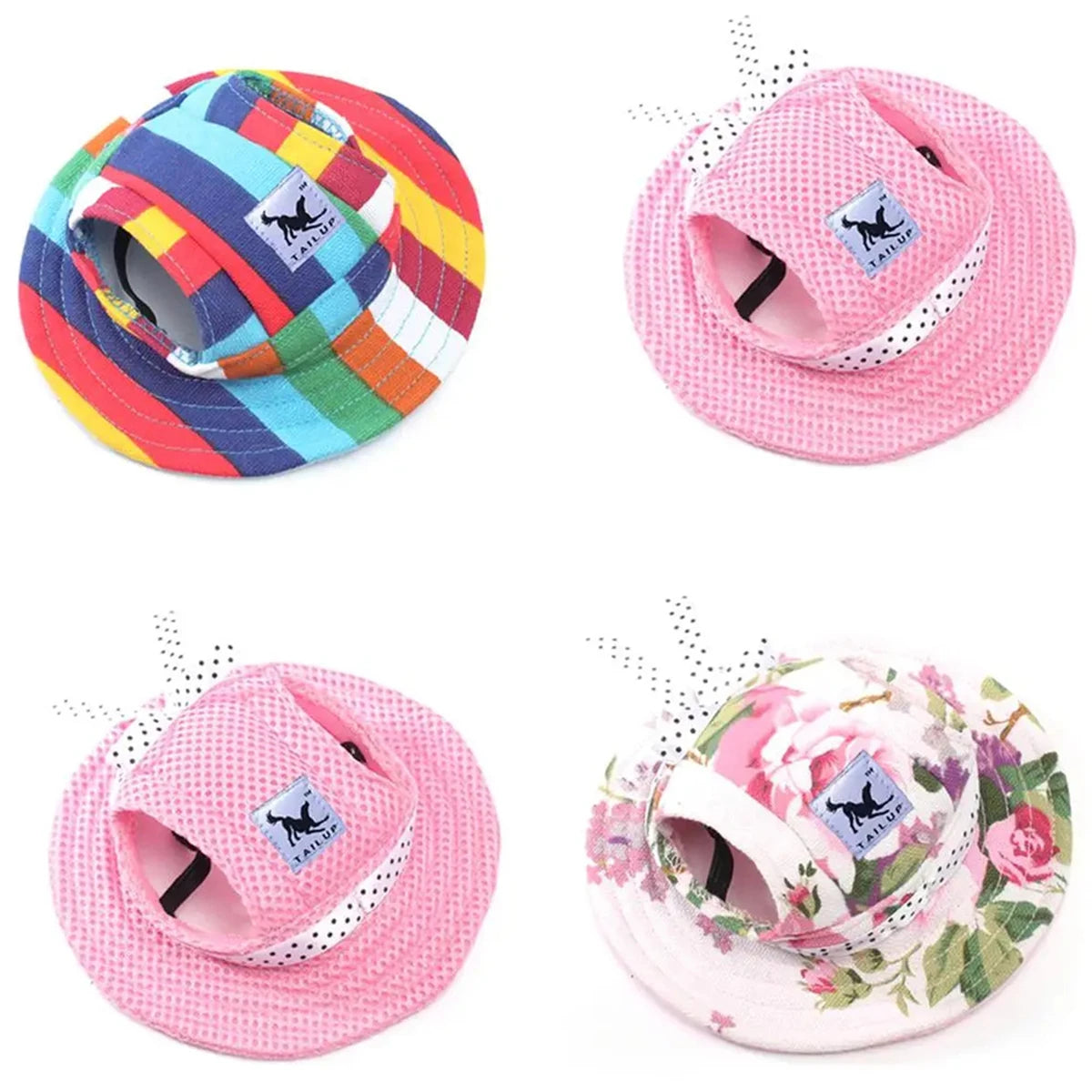Dog Baseball Cap with Ear Holes, Breathable Mesh Visor Hat