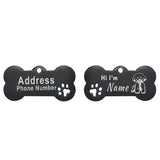 Engraved Bone Dog ID Tag, Personalized Stainless Steel Tag