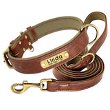 Personalized Dog Collar and Leash Set with Engraved Nameplate
