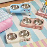 Foldable Elevated Dog Bowl Stand with Double Stainless Steel Bowls