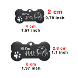 Engraved Bone Dog ID Tag, Personalized Stainless Steel Tag
