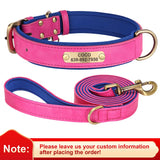 Personalized Leather Dog Collar with Engraved Nameplate, Pin Buckle