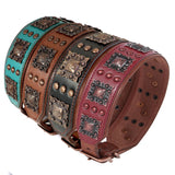 Genuine Leather Dog Collar and Leash Set for Large Dogs