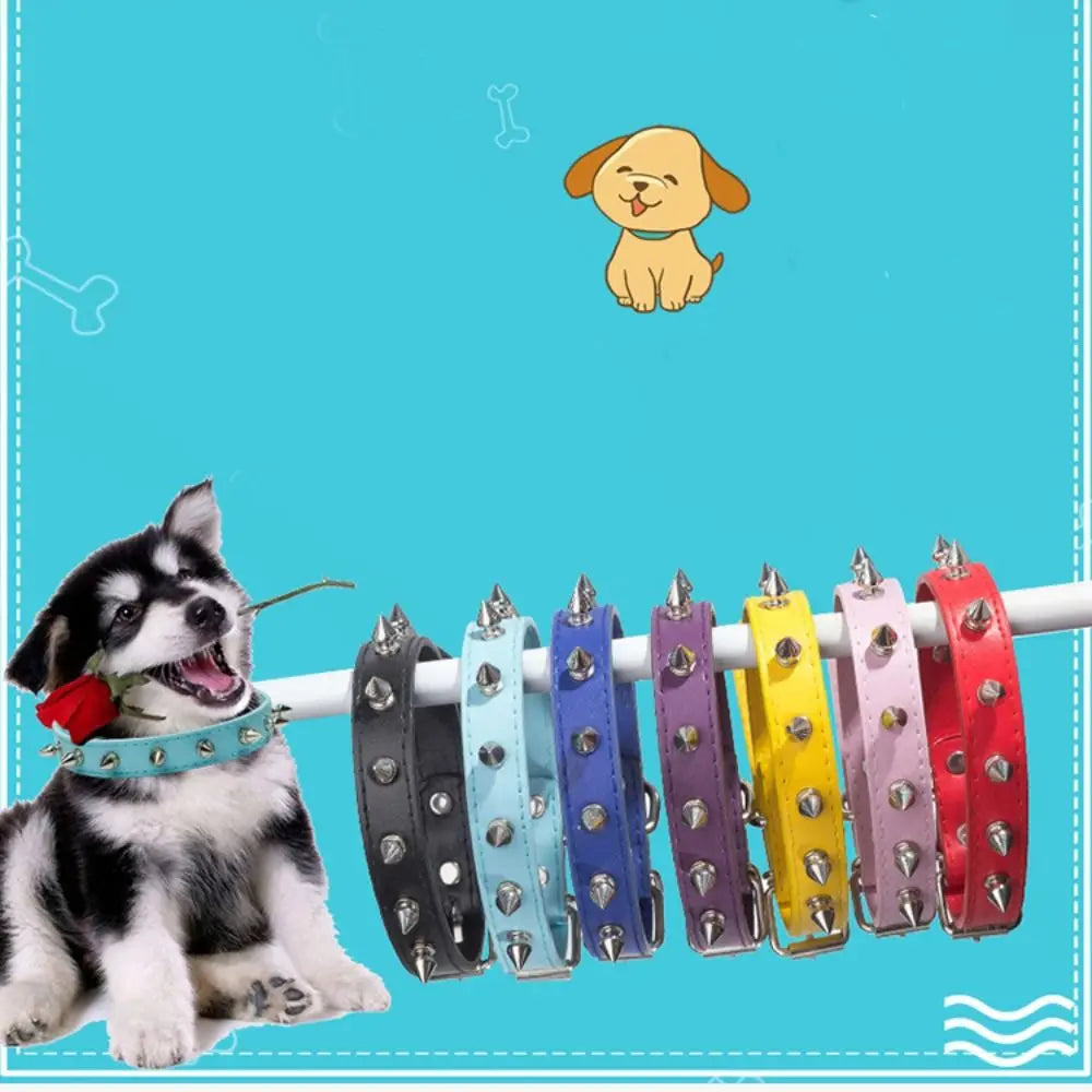 Spiked Studded Dog Collar in PU Leather for Dogs
