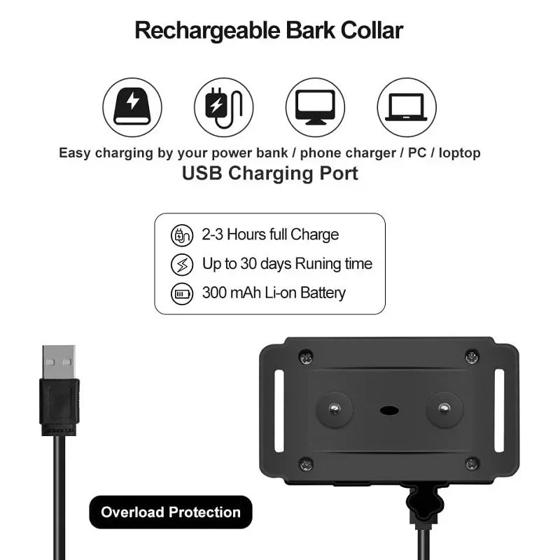 Rechargeable Anti Bark Collar for Dogs with Beep and Static Mode