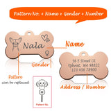 Engraved Dog Face Bone ID Tag, Personalized with Name and Gender