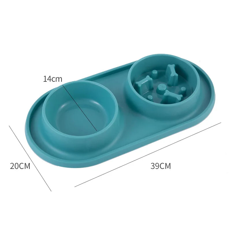 Stainless Steel Double Dog Bowl with Non-Slip Silicone Mat