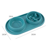 Stainless Steel Double Dog Bowl with Non-Slip Silicone Mat