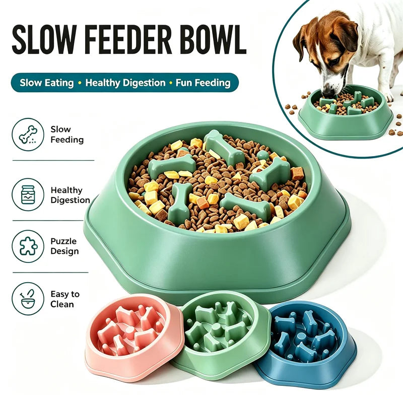 Slow Feeder Dog Bowl with Anti-Slip Base for Fast Eaters