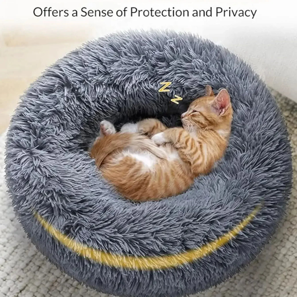 Machine Washable Donut Dog Bed, Plush Round Bed in 6 Sizes