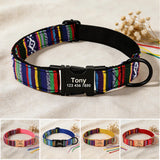 Personalized Nylon Dog Collar with Engraved Name and Metal Buckle