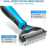 2-in-1 Dematting and Deshedding Rake for Dogs and Cats