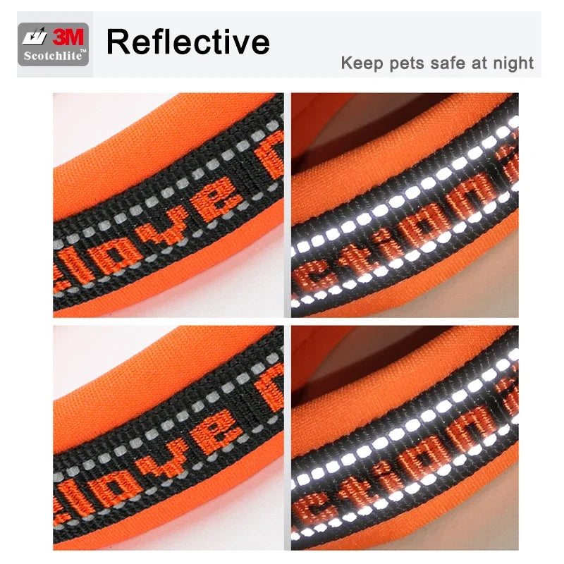 Reflective Neoprene Padded Dog Collar for Hiking and Running