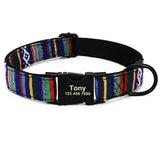 Personalized Nylon Dog Collar with Engraved Name and Metal Buckle