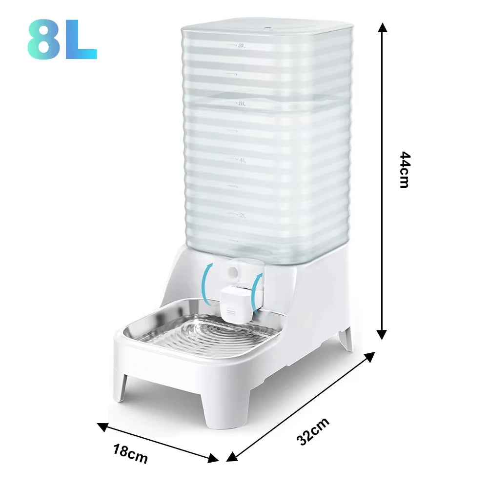 8L Gravity Dog Water Dispenser with Stainless Steel Bowl